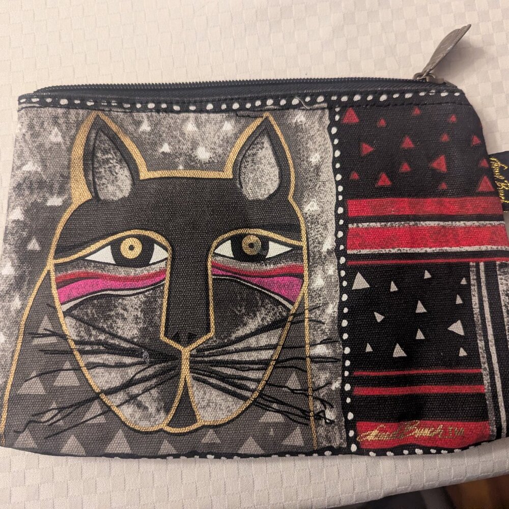 Laurel Burch Cat Sun & Sand Cosmetic Bag with Kitty Zipper Pull